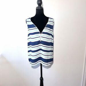 It Girl Striped  V-neck Zipper Tank Top Women's Size M